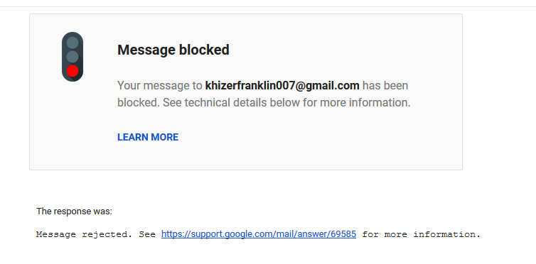 Why does it say my email is blocked?