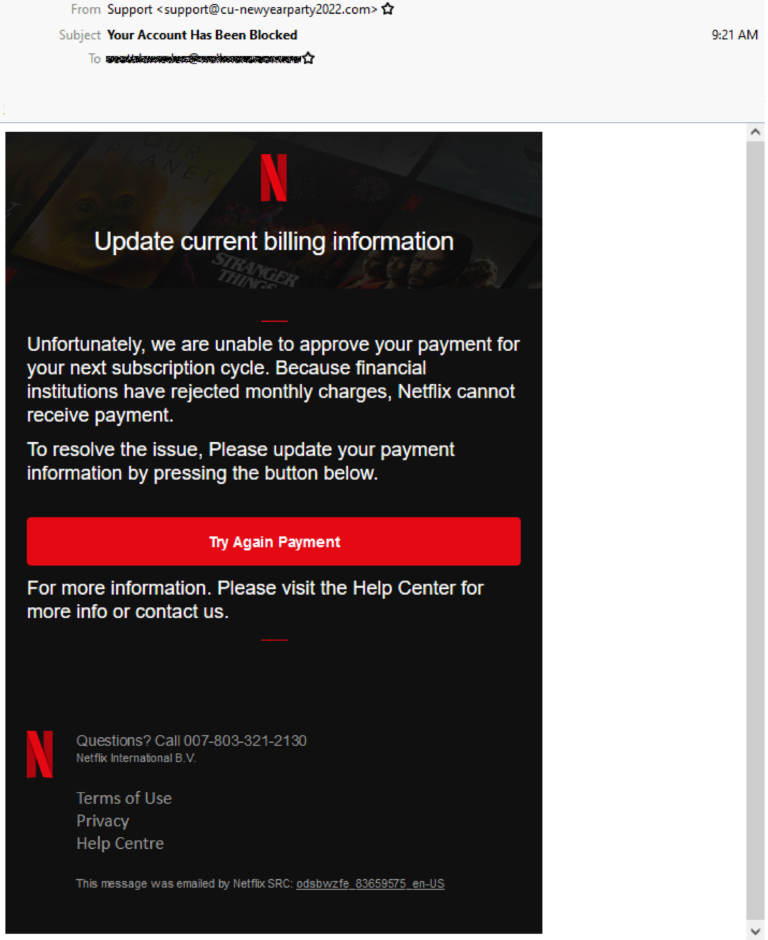 Why is my email blocked on Netflix?