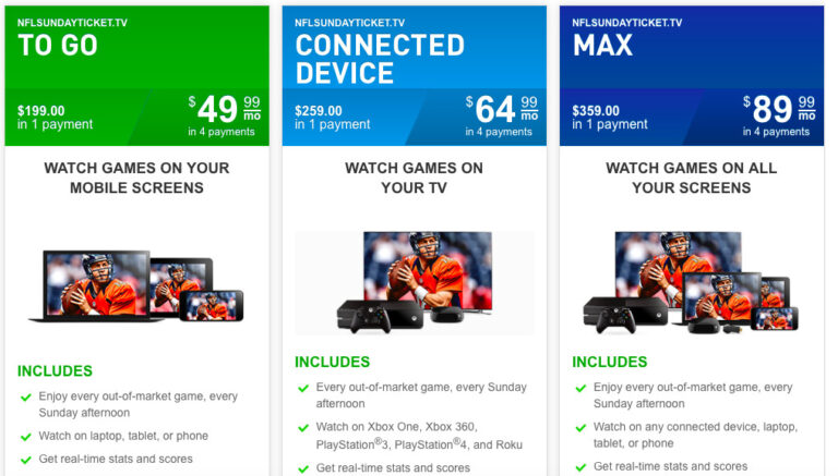 How much does NFL Sunday Ticket cost streaming?