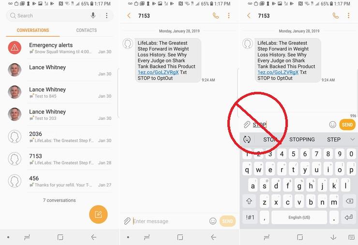 how do you block text free numbers