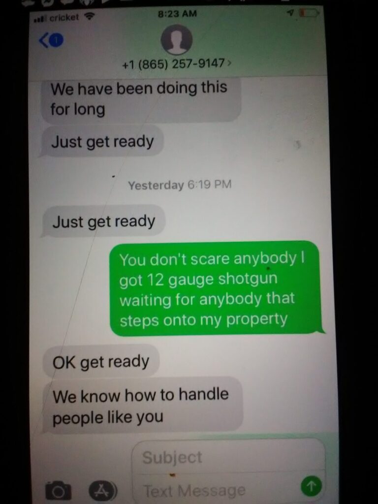 Is a text message considered a threat?