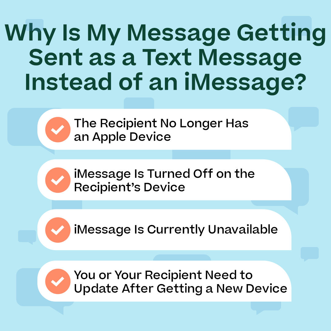 why is my imessage sending as text message